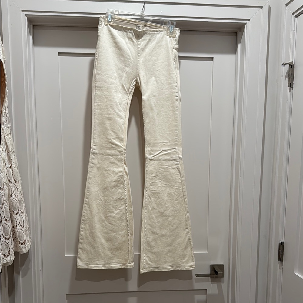 Free People Cream Flared Pull on Pants